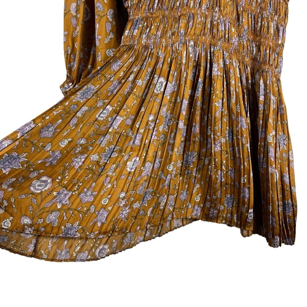 CURRENT AIR Alyce Smocked Gold and Lavender Floral Dress Medium - Picture 6 of 12